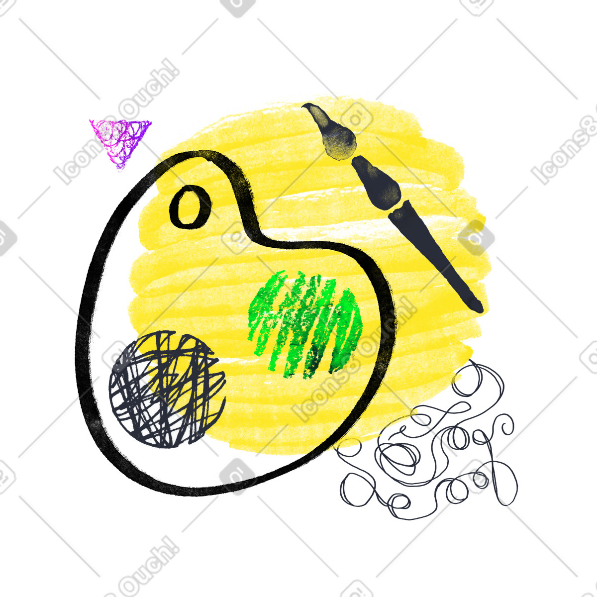 下载 Inky 风格的 有刷子的调色板 插画，支持 PNG、SVG 格式