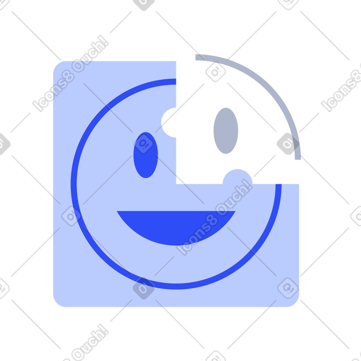 Puzzle piece completing happy face for emotional wellbeing illustration in System style download in PNG, SVG