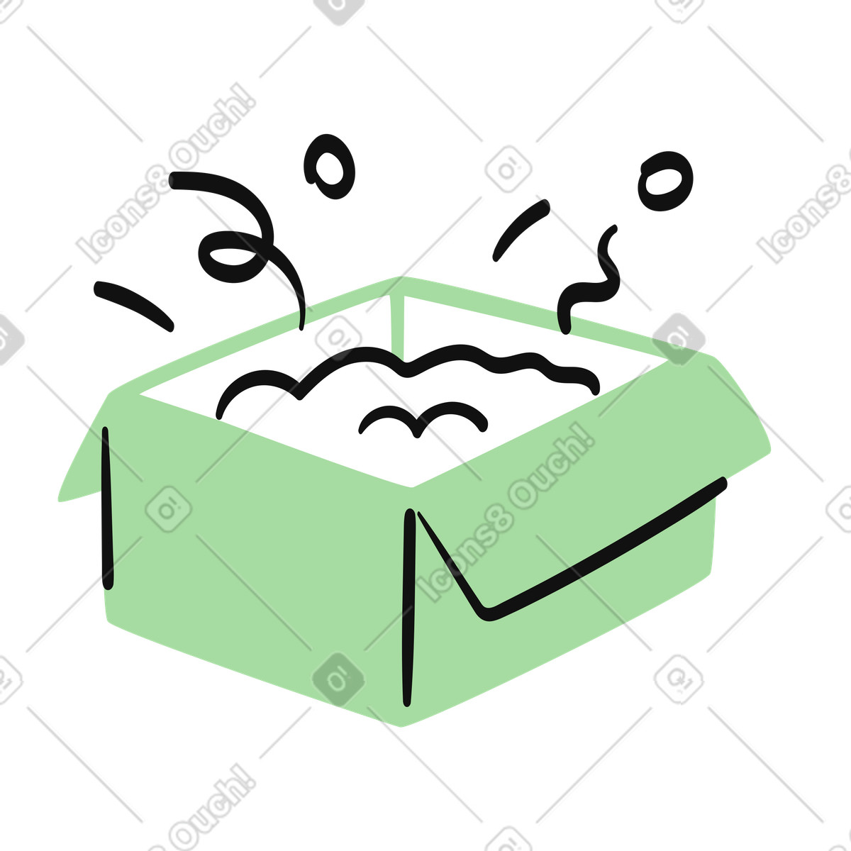 Illustration Box takeout container holding hot steaming food with lid open dans le style Organic à télécharger aux formats PNG, SVG