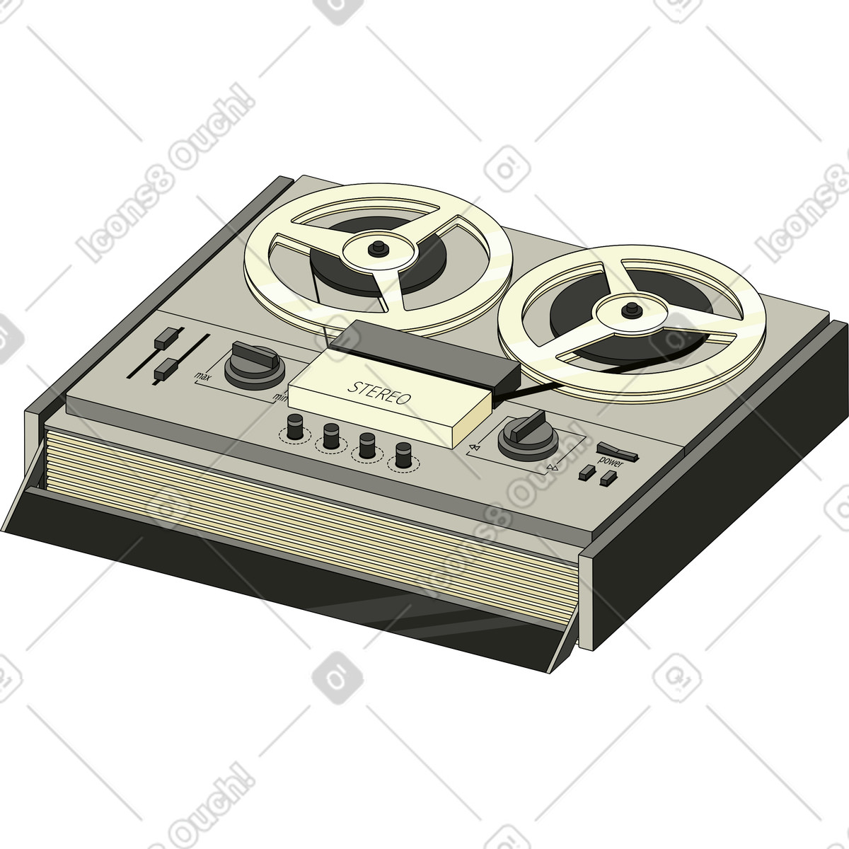 Reel-to-reel tape recorder illustration in Retro style download in PNG, SVG