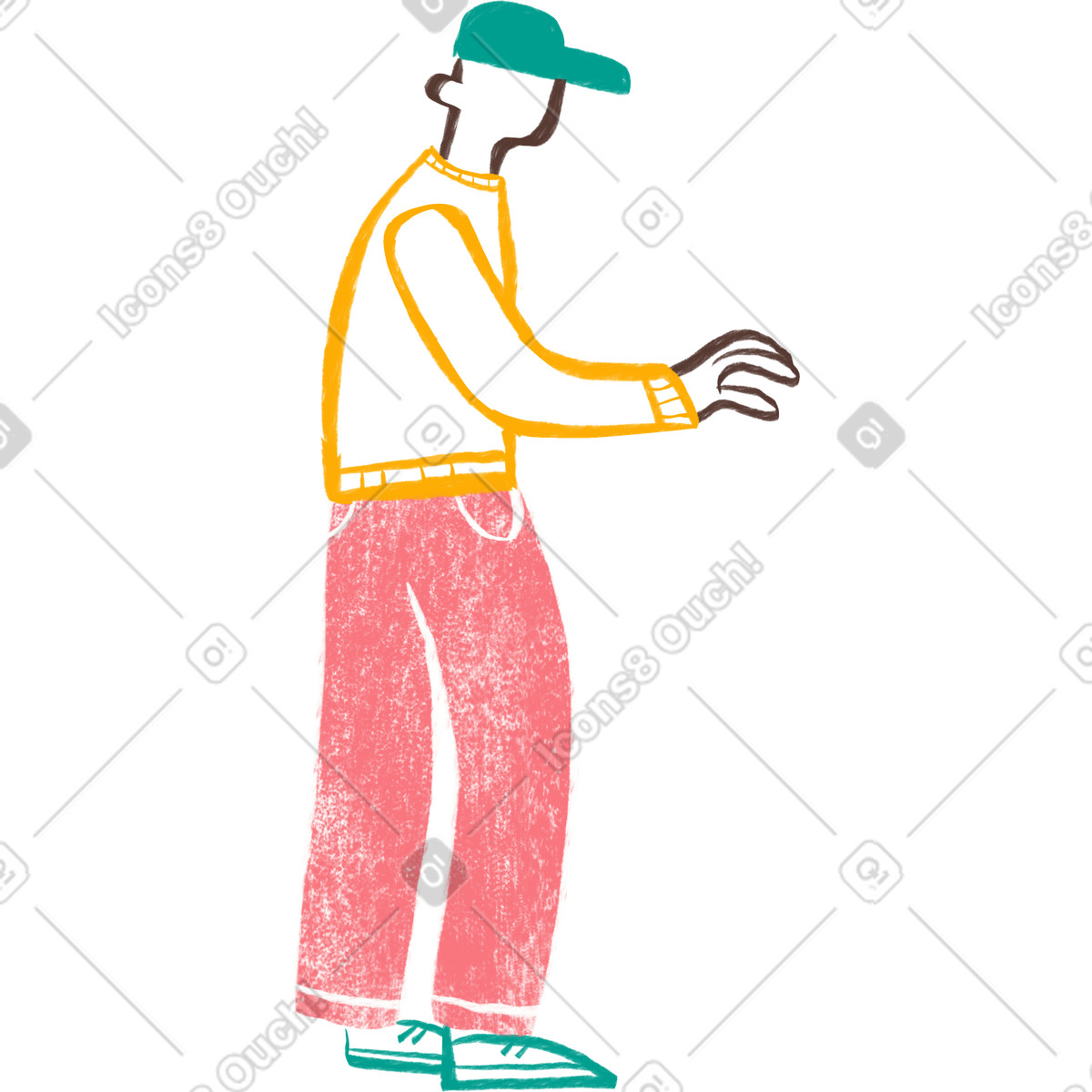 Man in a cap standing illustration Company style download PNG, SVG