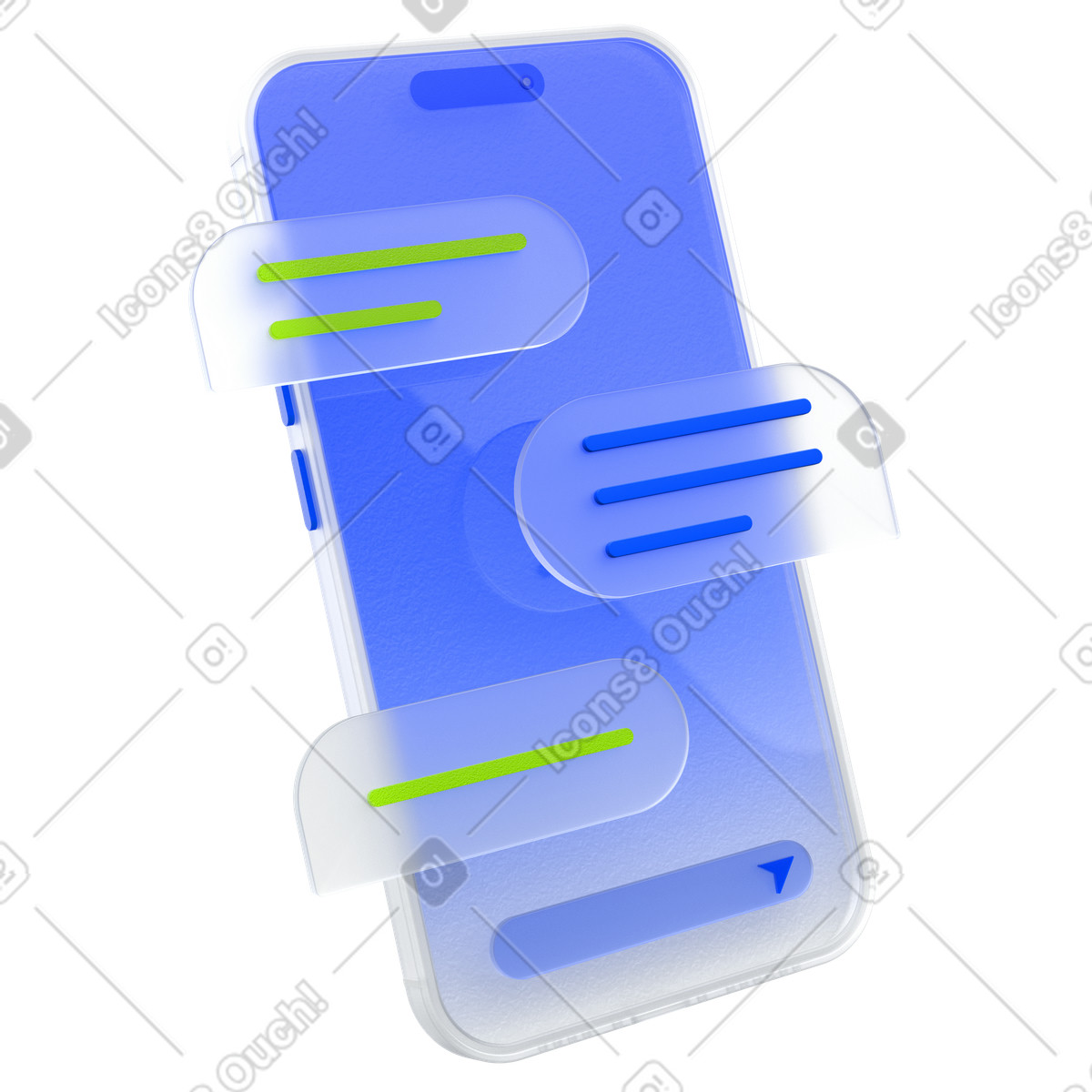 Chat conversation on mobile screen, Messaging app user interface illustration in PNG, SVG