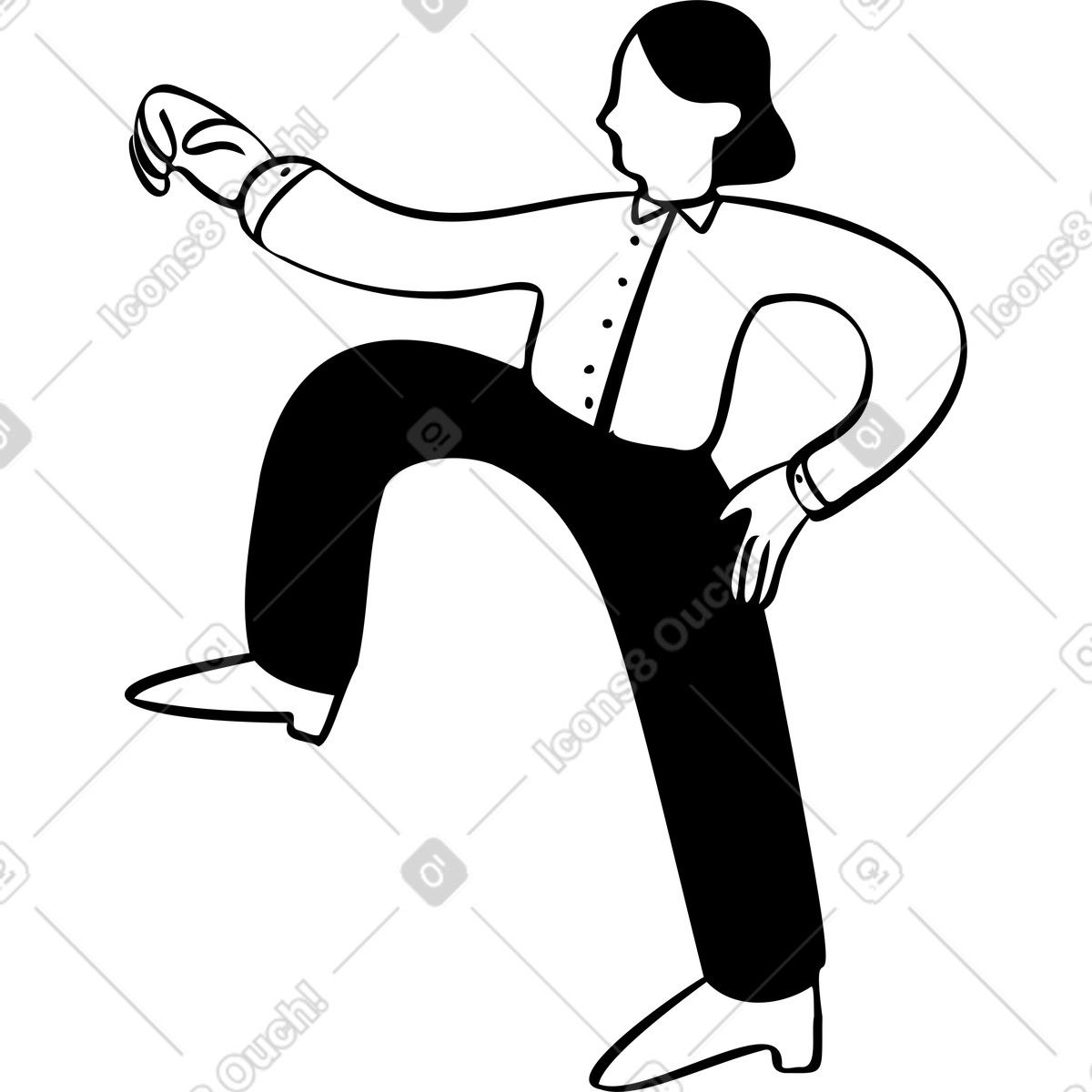 Man with raised leg illustration in Journal style download in PNG, SVG