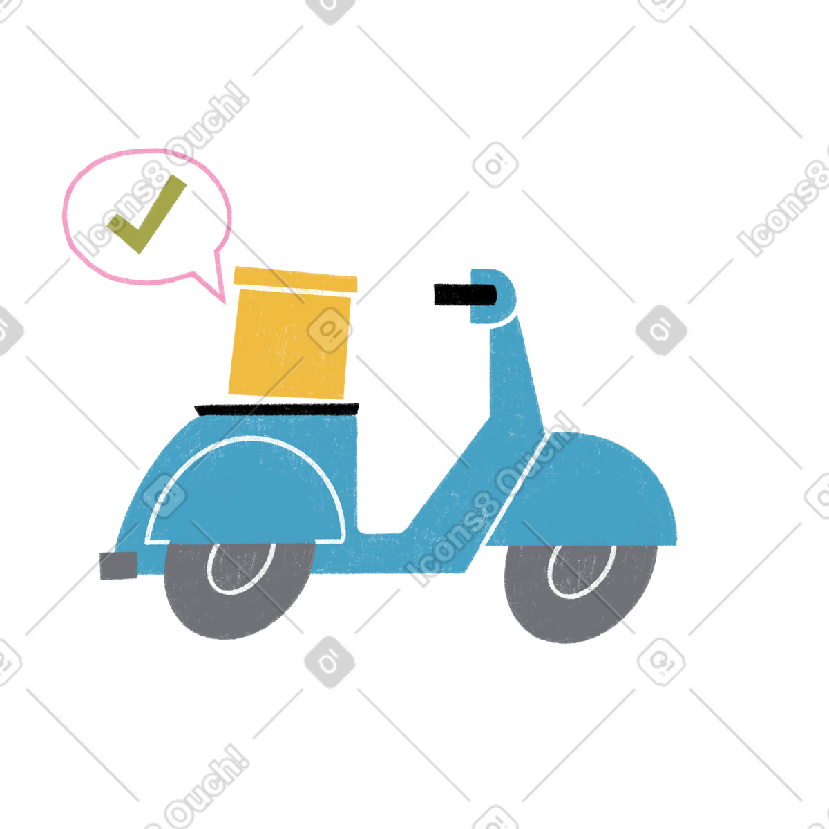 Tutti スタイルの スクーターが注文を配達します のイラストをPNG、SVG形式でダウンロード