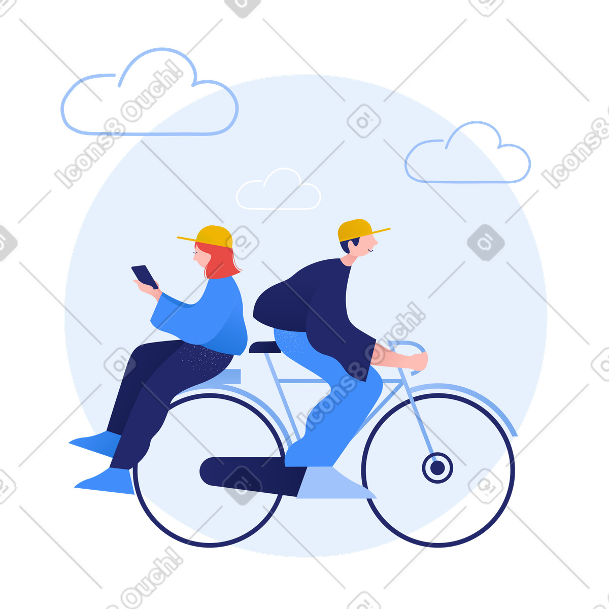 Ilustración Paseo en bicicleta juntos estilo Clip a descargar PNG y SVG
