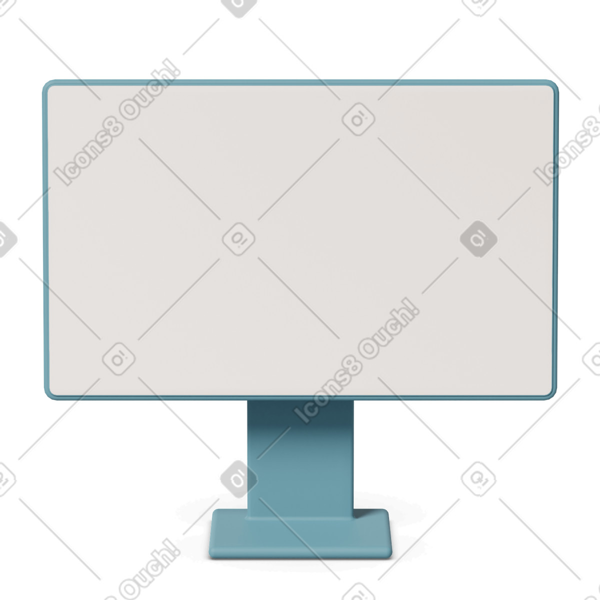下载 3D Casual life 风格的 Blue computer monitor 插画，支持 PNG、SVG 格式