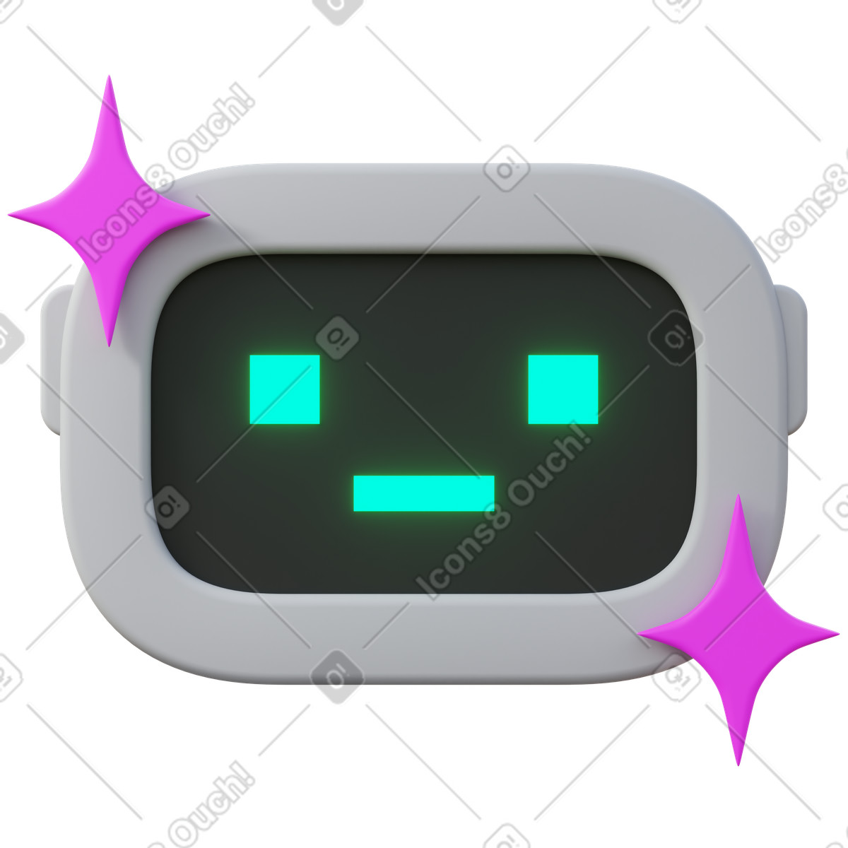 Glowing AI robot face illustration in PNG, SVG