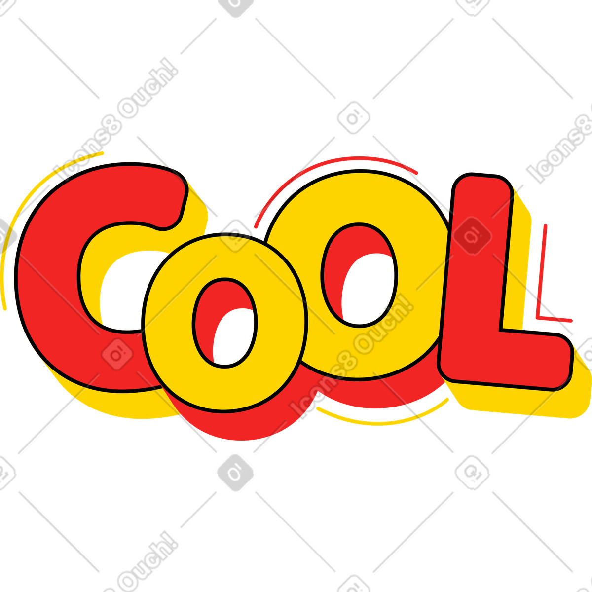 Lettering cool yellow and red text illustration in style download in PNG, SVG