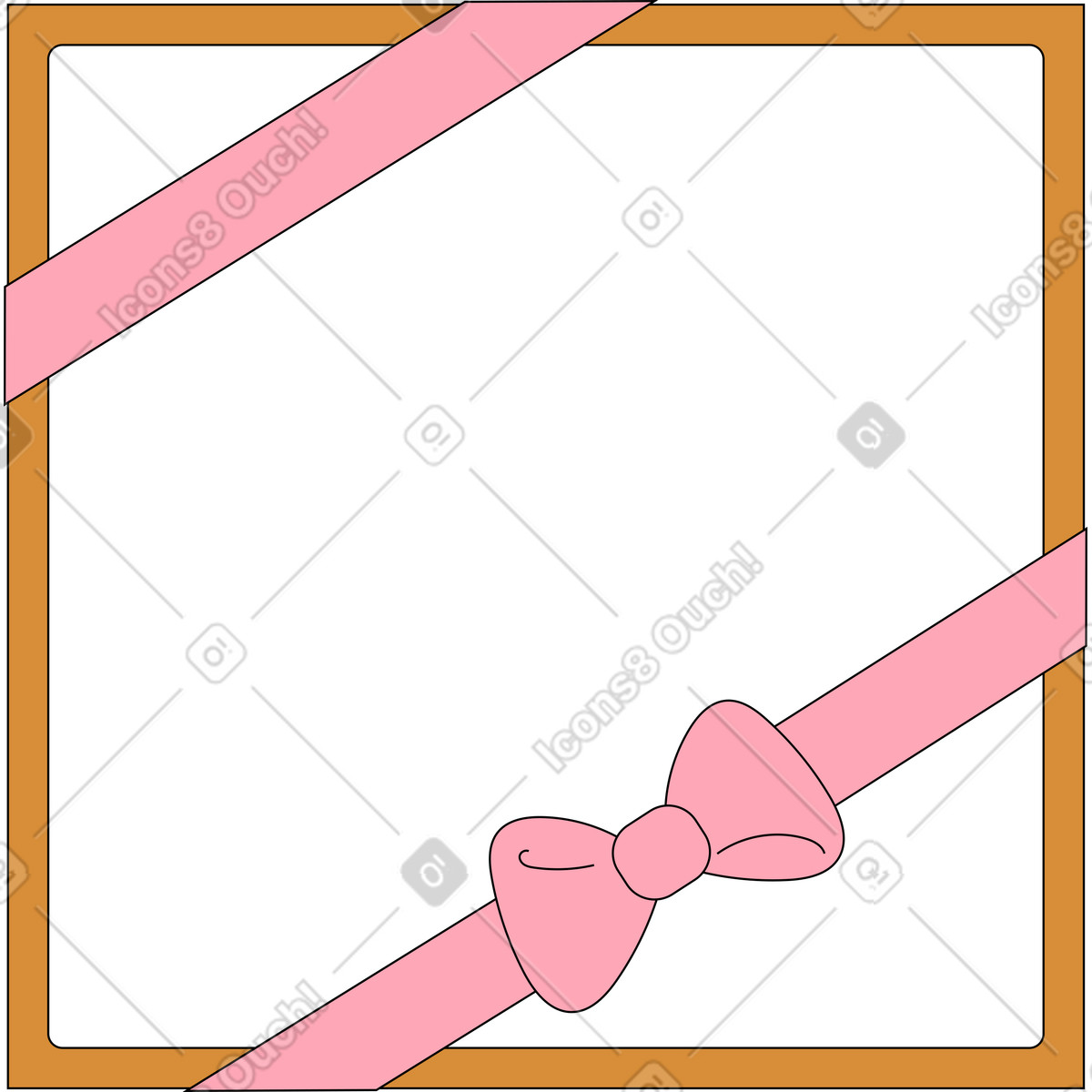 Kastendeckel mit schleife-Illustration im Kindy-Stil als Download in PNG, SVG