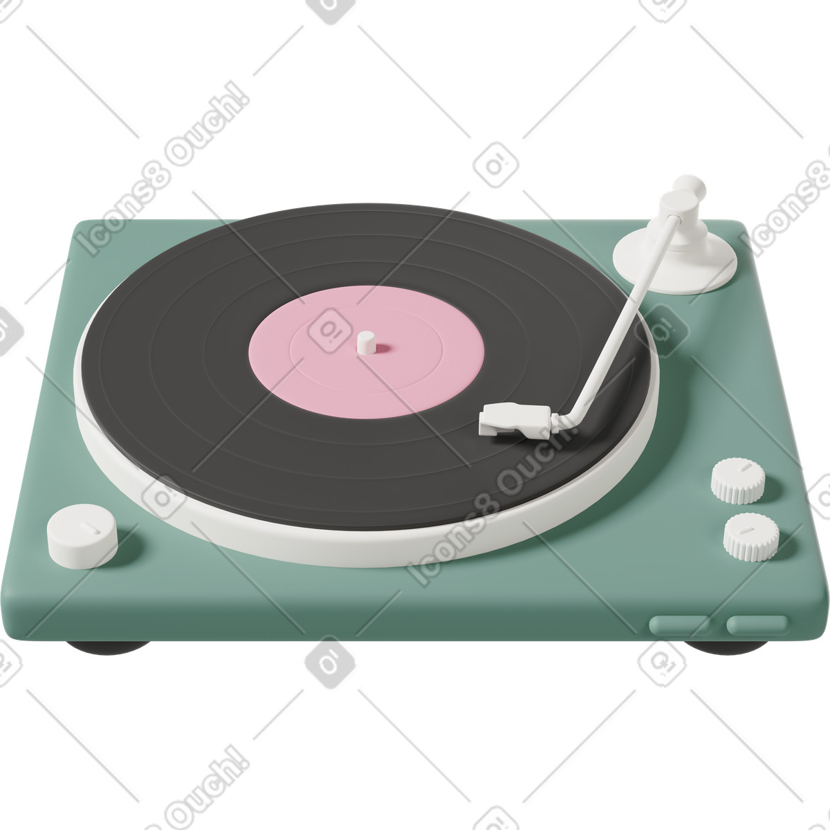 Vinyl record player illustration in 3D Casual life style download in PNG, SVG