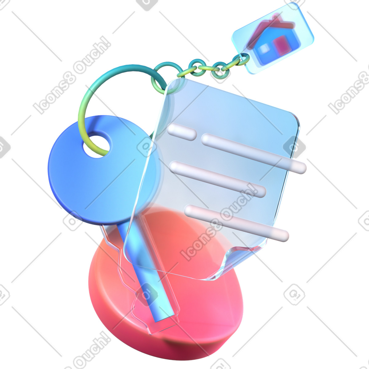 3D morphis house key and purchase agreement illustration in PNG, SVG