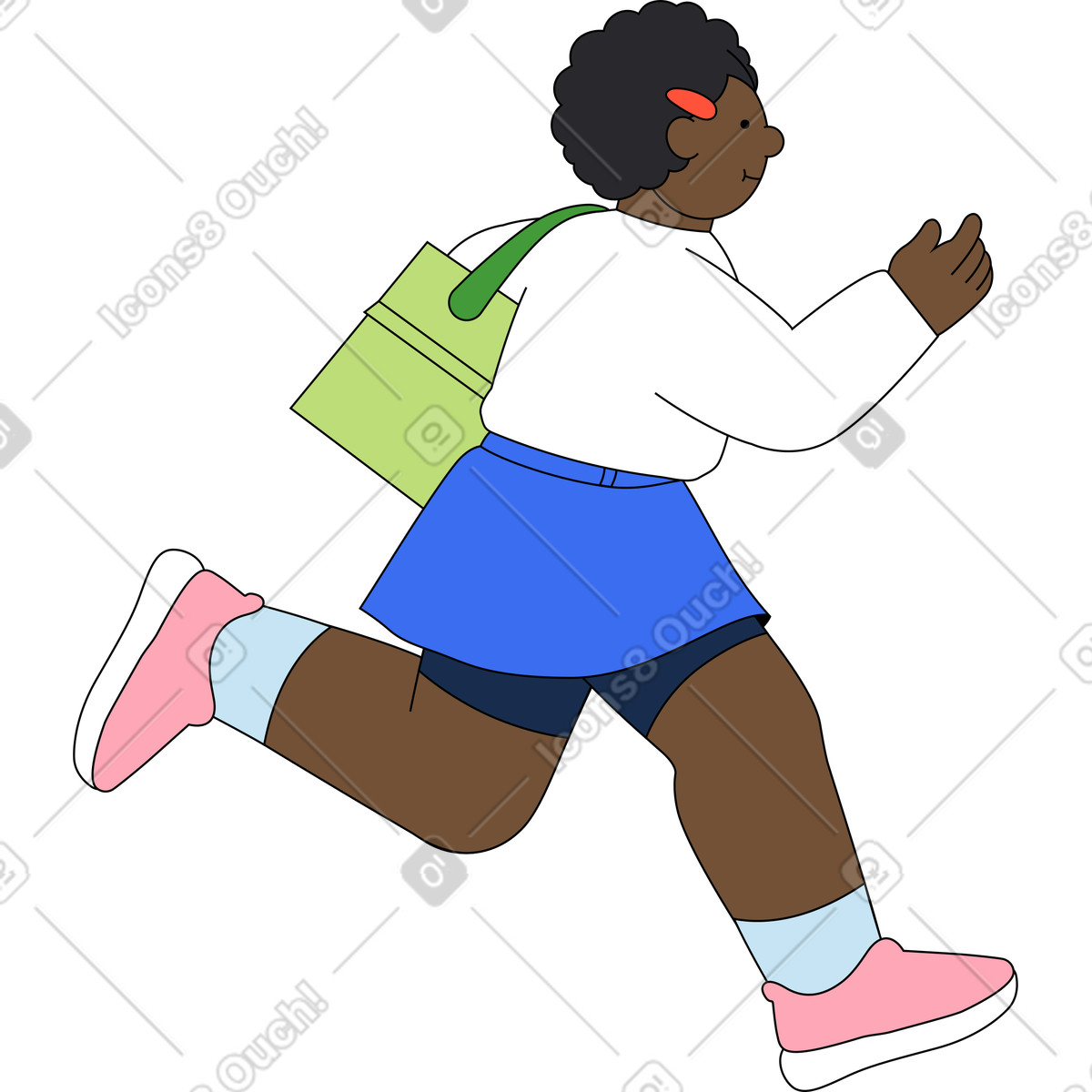 Ilustración Mujer corriendo en estilo Kindy a descargar en PNG y SVG