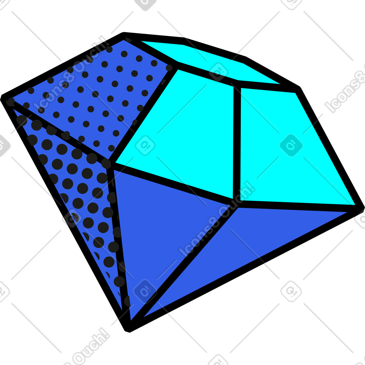Juwel-Illustration im Memphis-Stil als Download in PNG, SVG