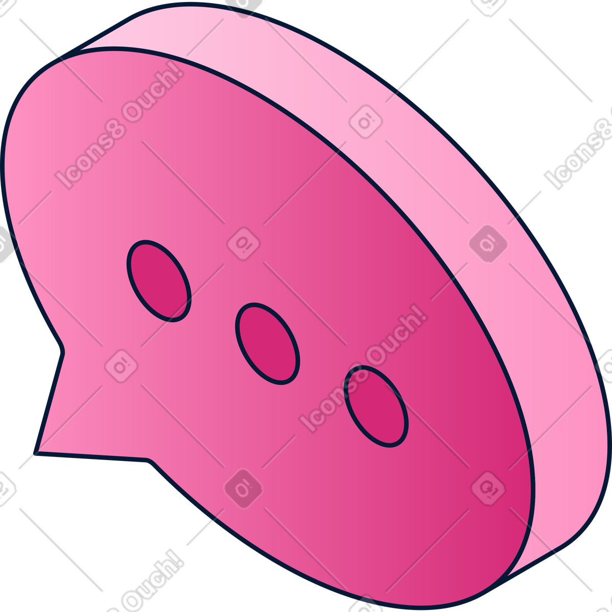 Illustration Bulle de dialogue isométrique rose dans le style Neat à télécharger aux formats PNG, SVG