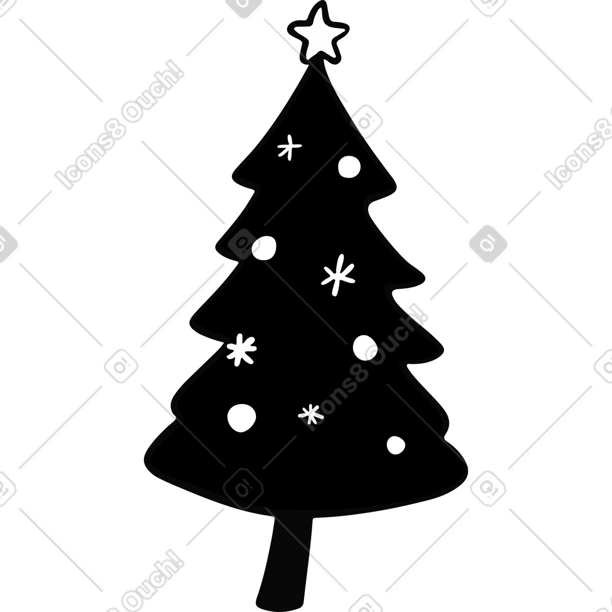 Black tree with toys illustration in Journal style download in PNG, SVG