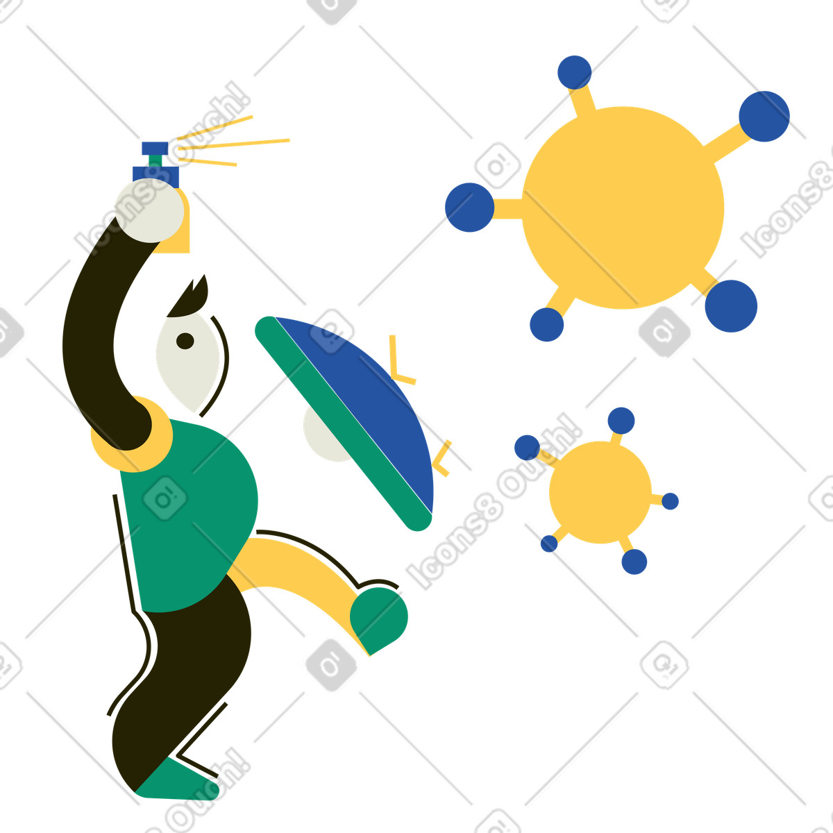 Uomo che si protegge dal virus illustrazione in stile Spot scarica in PNG, SVG
