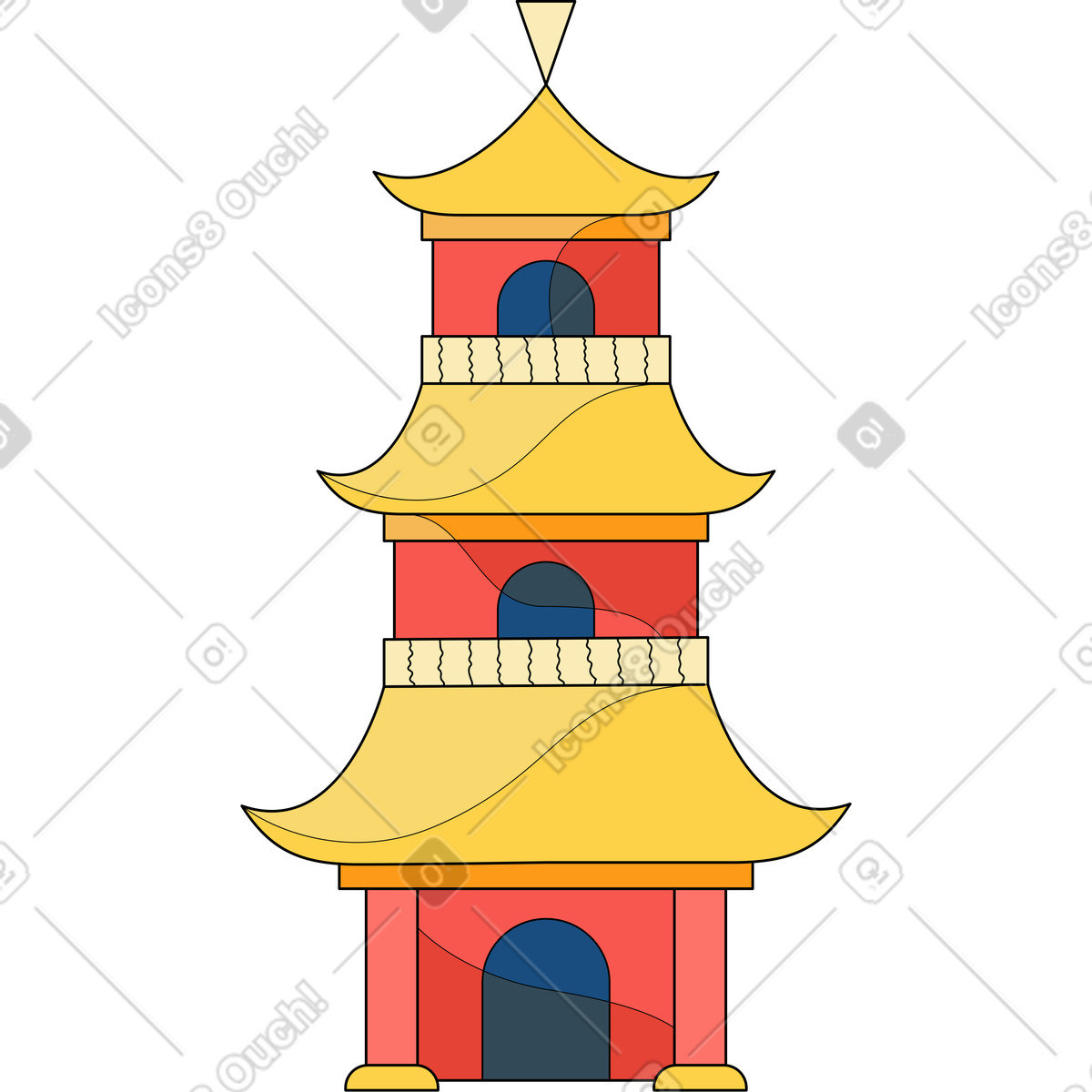 Illustration Pagode dans le style Surr à télécharger aux formats PNG, SVG