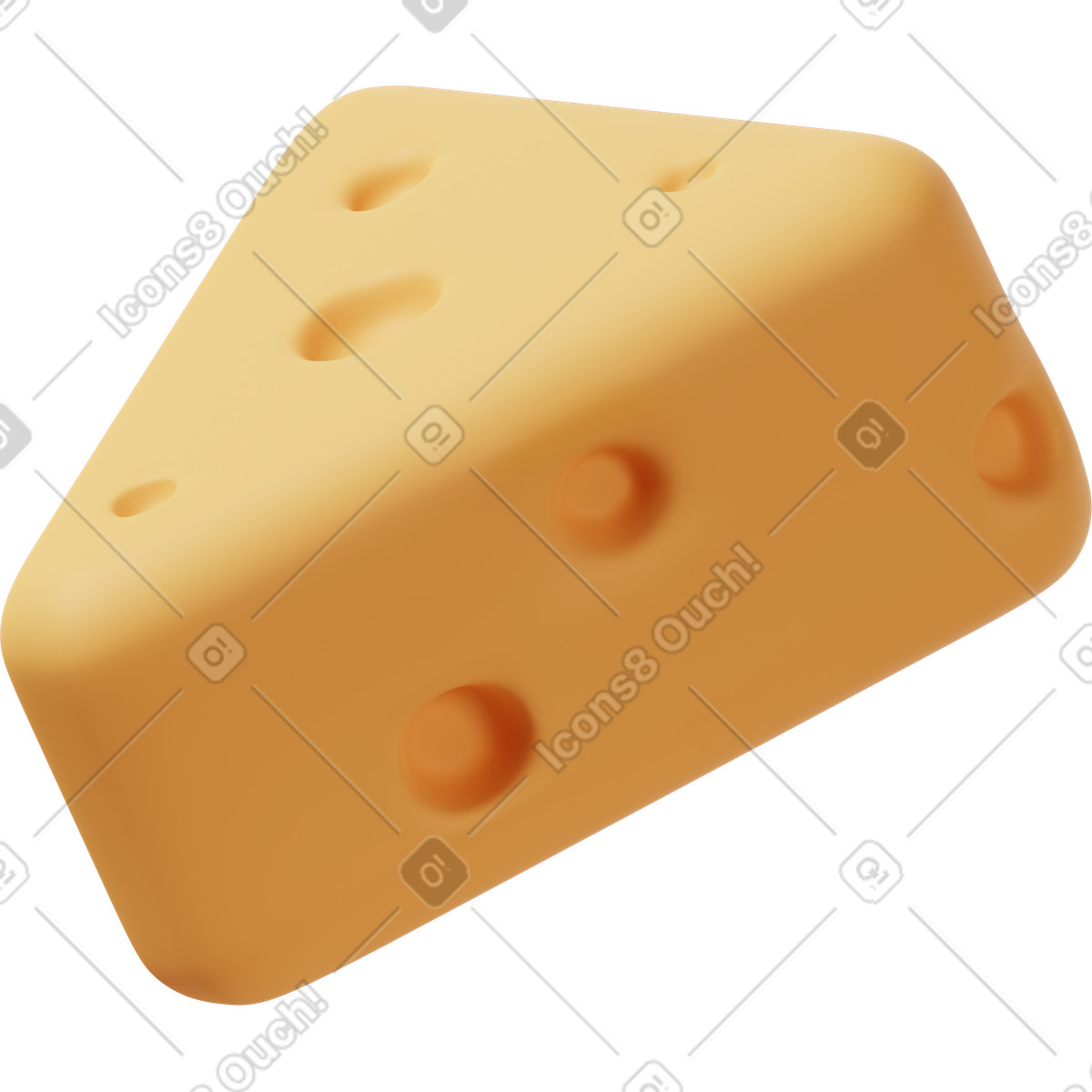 Ilustração de Piece of yellow cheese em no estilo 3D Casual life para baixar em PNG, SVG