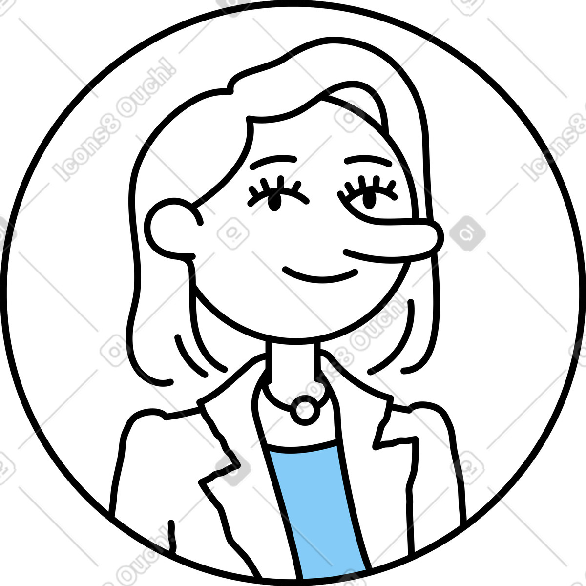 Ilustración Avatar femenino en estilo Notes a descargar en PNG y SVG