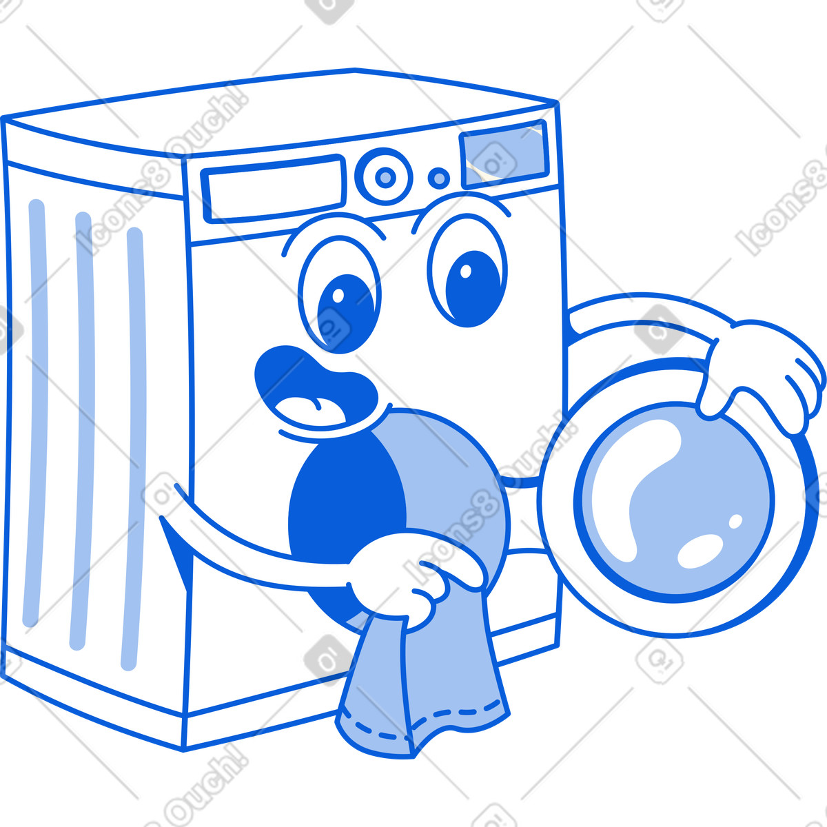 Illustration Machine à laver avec chiffon dans le style Handy Line télécharger aux formats PNG, SVG