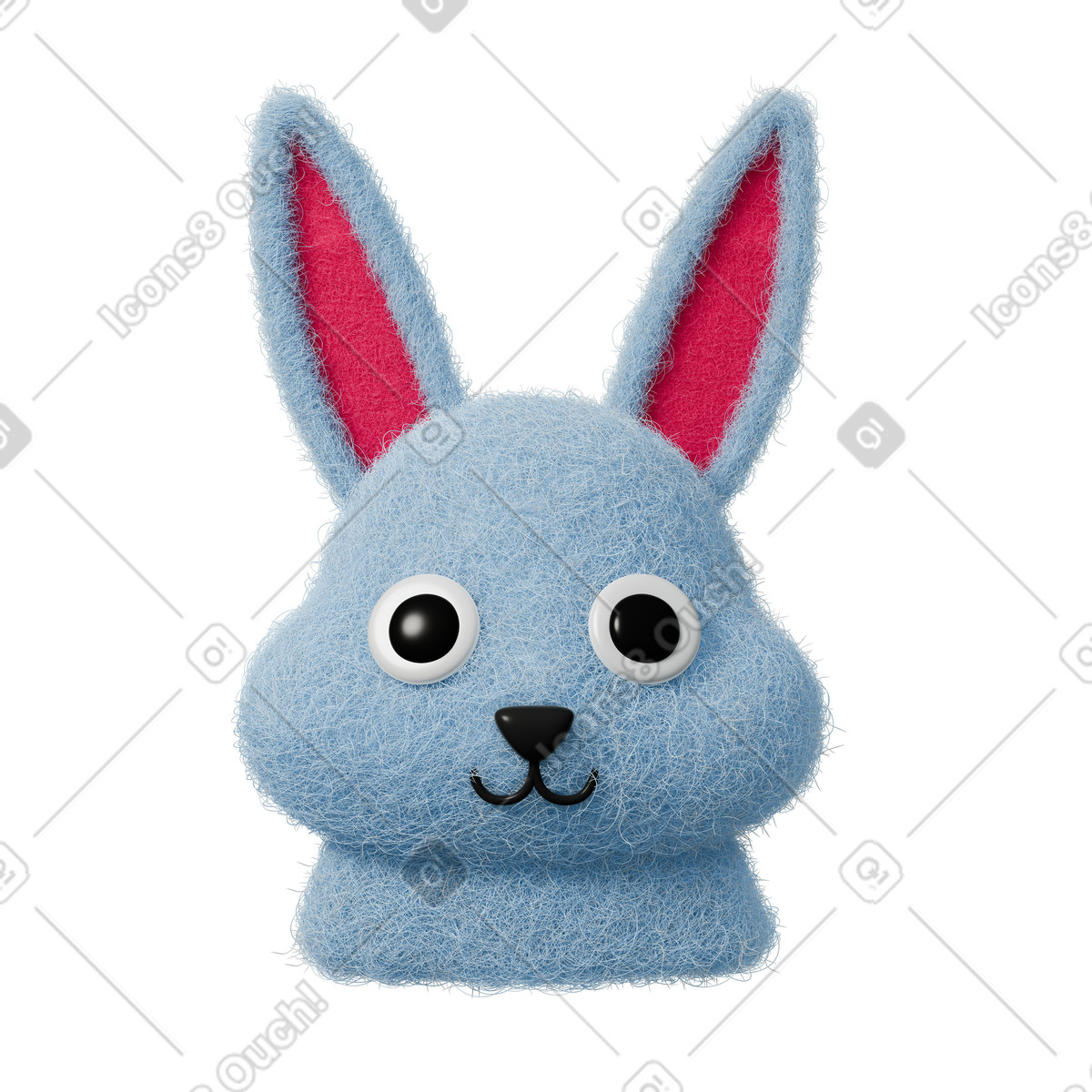 Cute bunny icon illustration in Fuzzy style download in PNG, SVG