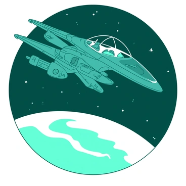 A teal futuristic space station is orbiting a white distant planet. The space station features sleek, angular structures with large transparent domes that show activity inside. Various spacecraft are docked at different ports around the station. Below, the distant planet has swirling cloud patterns, and its surface is partly visible with shades of white and blue. Stars twinkle in the blackness of space surrounding the scene, adding depth to the cosmic backdrop.