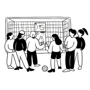 A female sports team huddling to strategize during a game