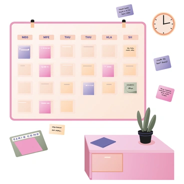 A home office wall calendar filled with deadlines and colorful notes