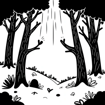 A dense forest glen with tall trees that have gnarled trunks resembling faces, their bark etched with detailed features. Each tree stands slightly apart, creating a sense of camaraderie among them. The ground is covered with soft moss and scattered leaves, while thin beams of light filter through the canopy above. Wisps of fog weave around the bases of the trees, enhancing the mystical atmosphere. The trees' branches stretch outward, as if engaged in a hushed conversation, with subtle movements suggesting the act of whispering secrets.