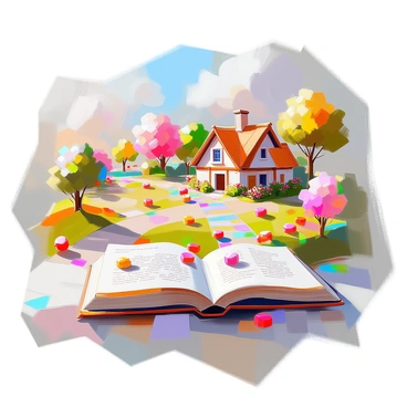 A charming map of "storybook land," featuring a whimsical landscape filled with "tiny cottages" nestled among lush greenery. The cottages are painted in bright, cheerful colors with thatched roofs and flower boxes. "Candy paths" wind through the landscape, made of colorful peppermint and gummy bear shapes, creating a playful feel. Scattered throughout the map are "giant storybooks" lying open, their pages displaying illustrations of beloved fairy tales. The overall layout of the map is imaginative and enchanting, inviting viewers to explore every detail.