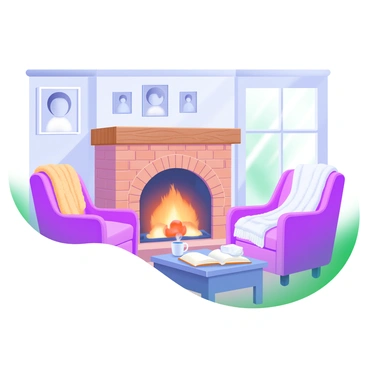 A warm fireplace in a cozy living room, illustrating a stable and inviting home environment.