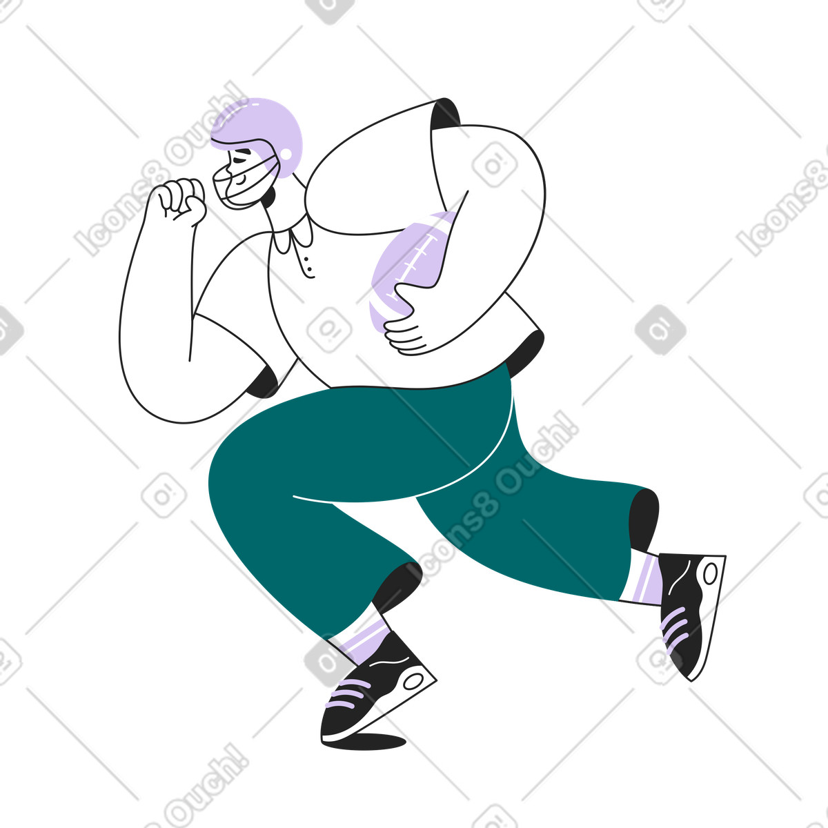 Illustration Guy fait du rugby dans le style Sammy Line à télécharger aux formats PNG, SVG