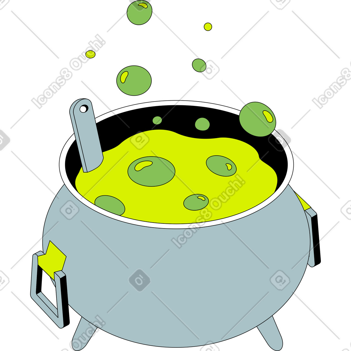 Illustration Chaudron avec potion bouillante dans le style Isometric à télécharger aux formats PNG, SVG