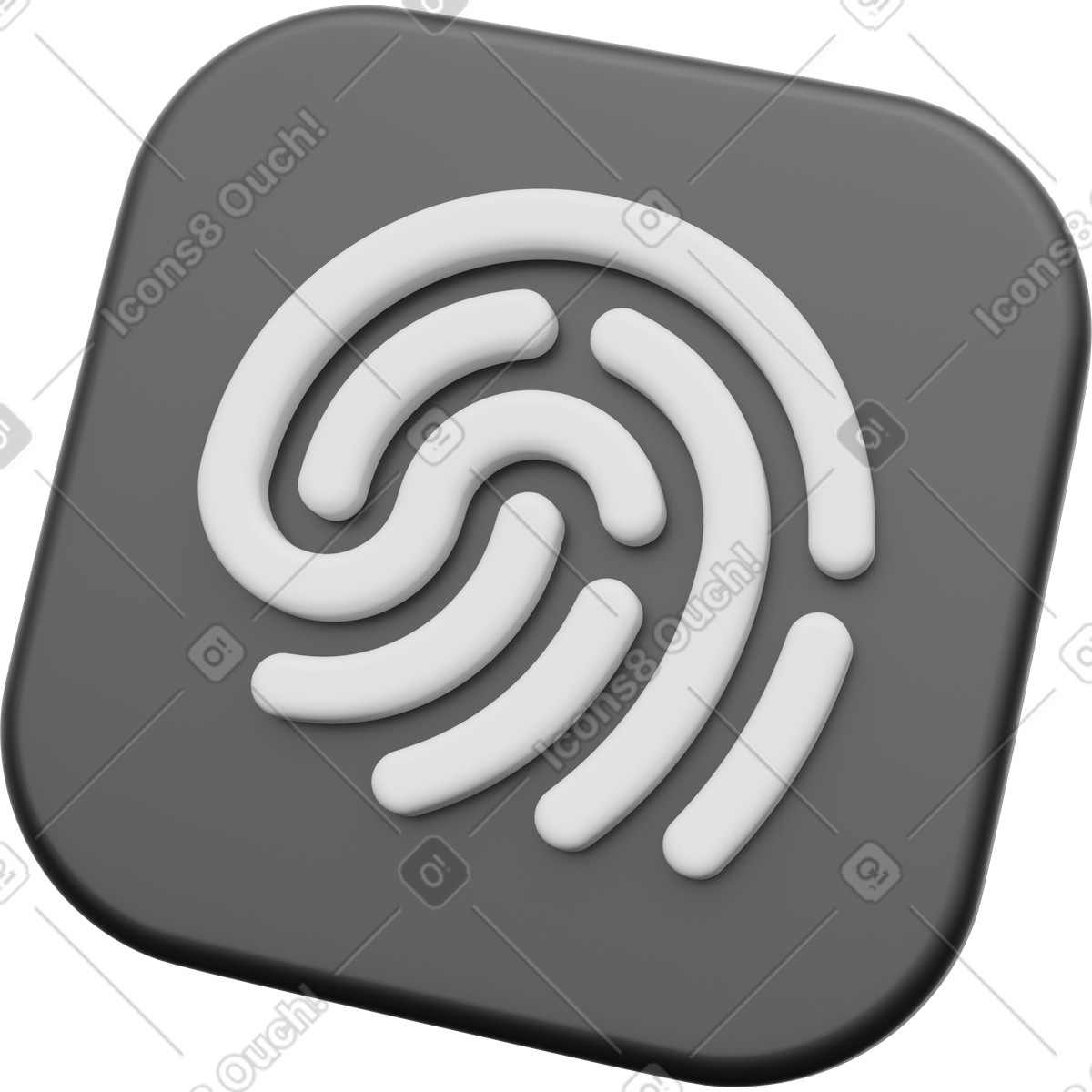 Icona nera dell'impronta digitale, autenticazione touch id, sicurezza biometrica illustrazione in stile 3D Playful scarica in PNG, SVG