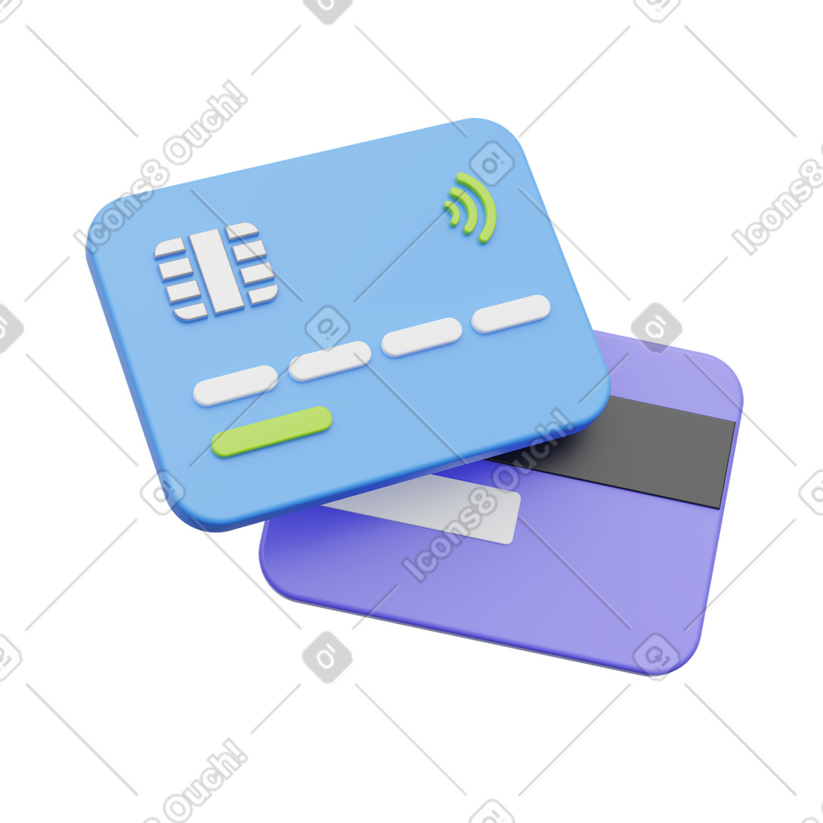 Bank cards stack, payment method, financial services illustration in PNG, SVG