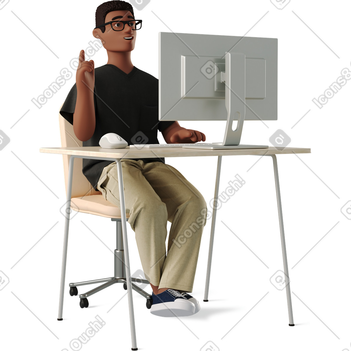 Man has an idea illustration in 3D Business style download in PNG, SVG
