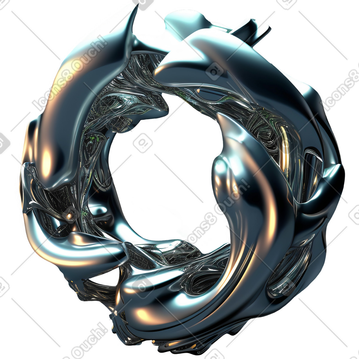 D abstract shiny metal form illustration in Experimental style download in PNG, SVG