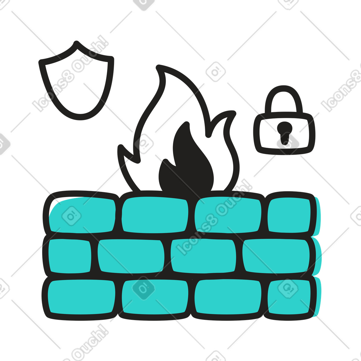 Ilustración Firewall o sistema de seguridad red en estilo Little a descargar en PNG y SVG