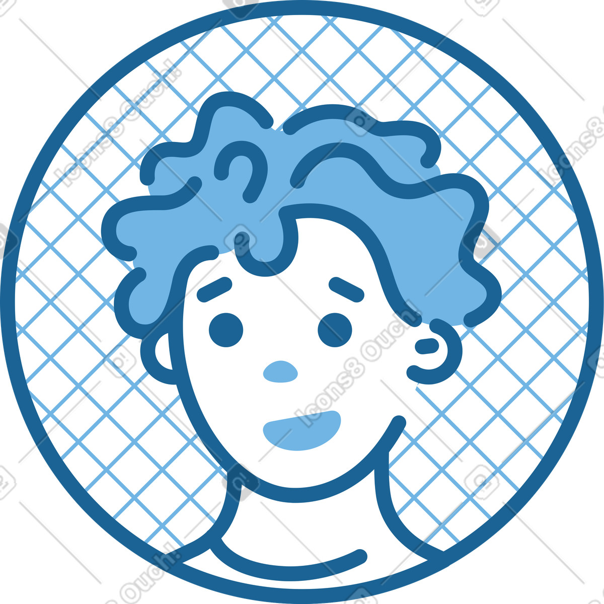 Man avatar icon blue three quarter view illustration in Natty style download in PNG, SVG