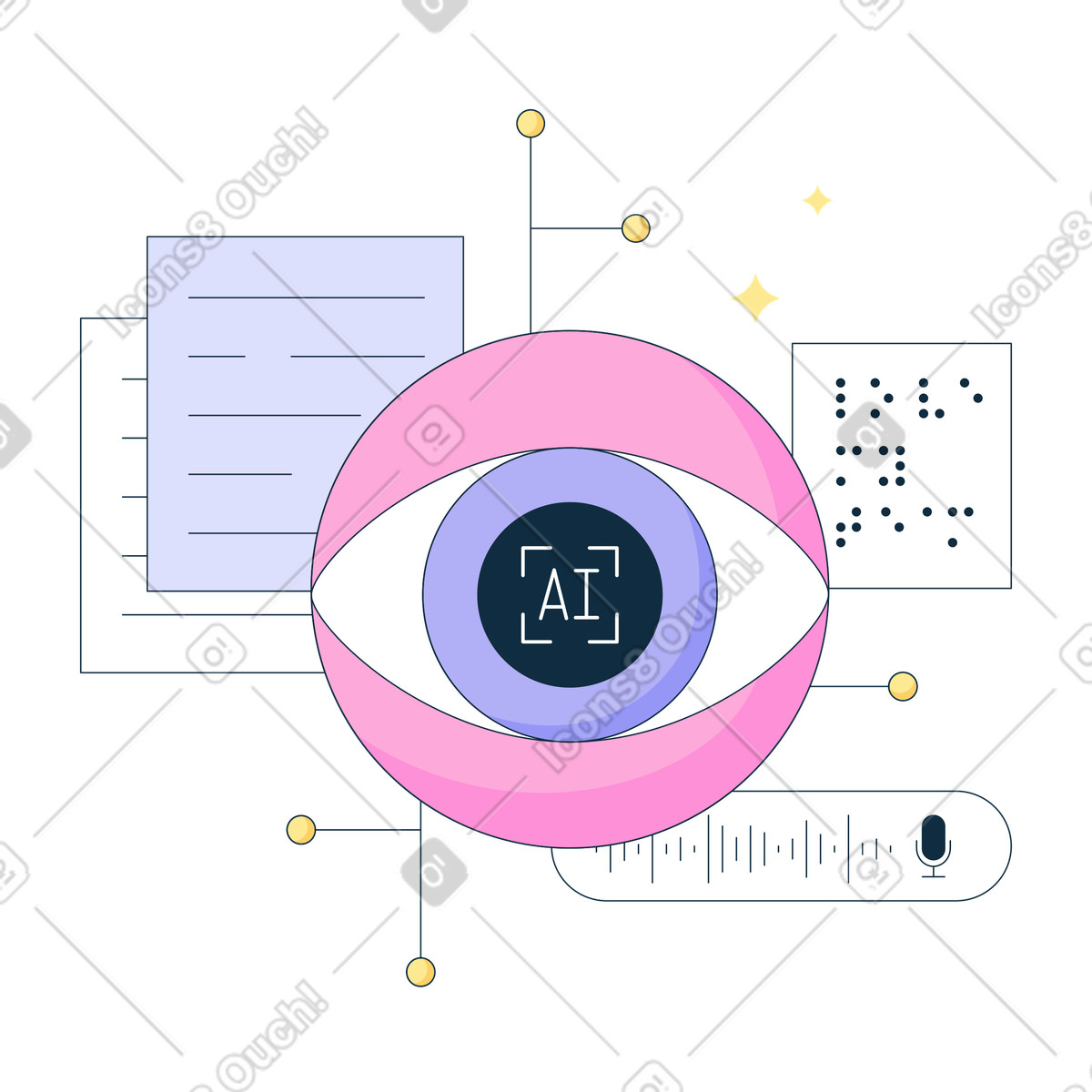 Artificial intelligence and speech translation illustration in PNG, SVG