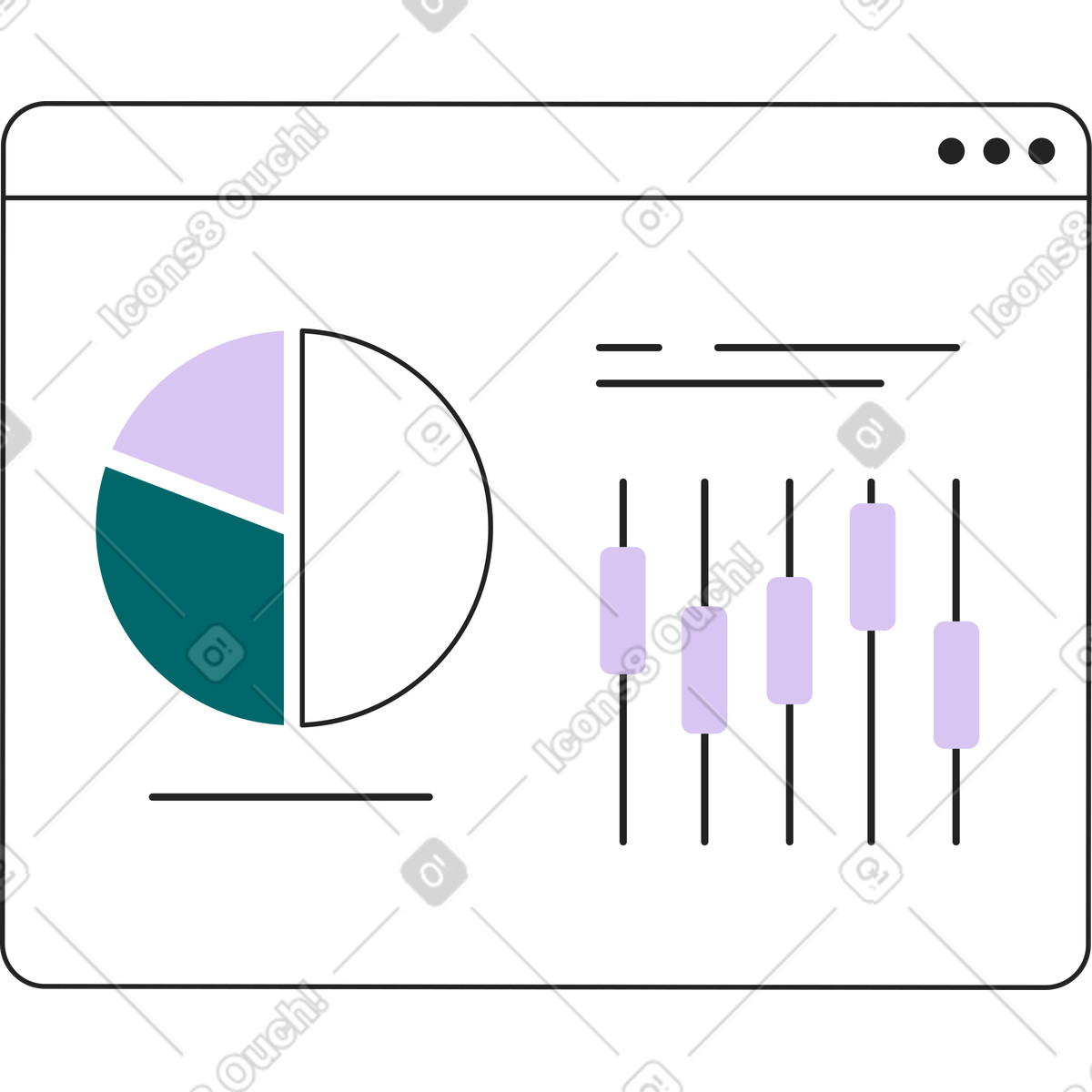 Graph browser window illustration in PNG, SVG