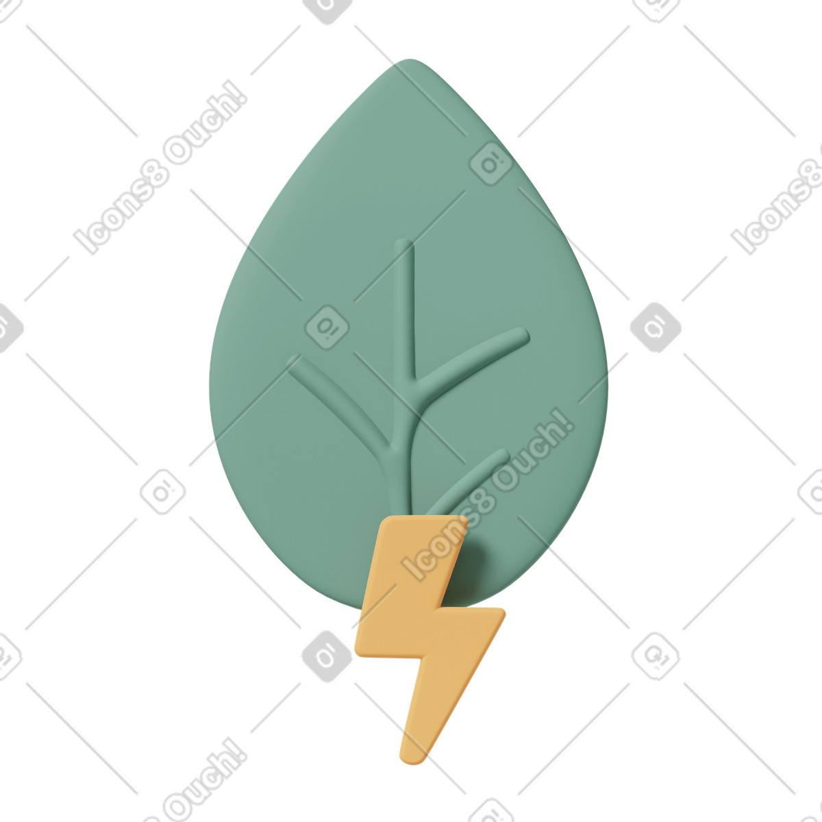 Green leaf and energy illustration in 3D Casual life style download in PNG, SVG