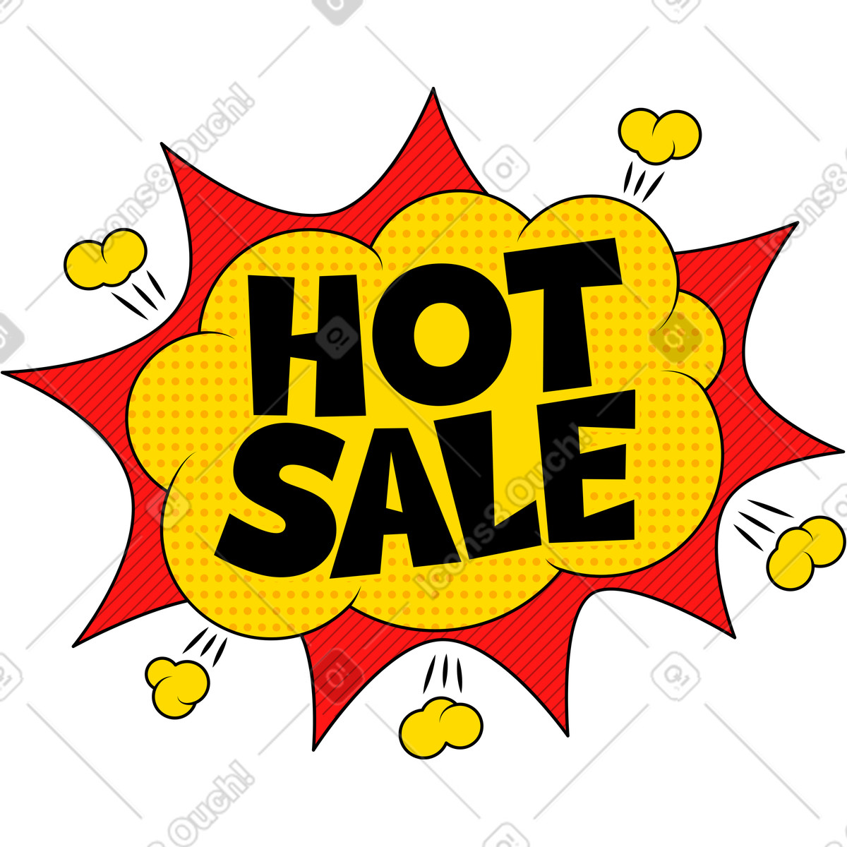 Schriftzug „hot sale“ im comic-stil-Illustration Lettering-Stil als Download in PNG, SVG