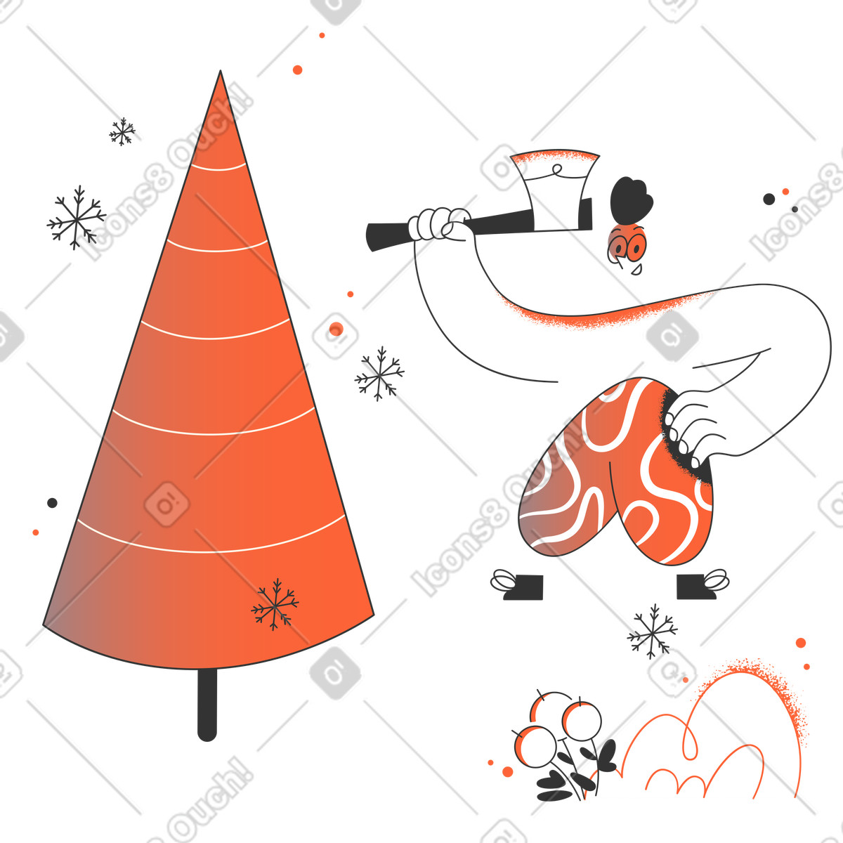 Baum für weihnachten bekommen-Illustration im Crayon-Stil als Download in PNG, SVG