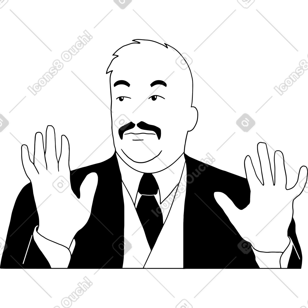 Doodle-charakter hebt die hände-Illustration im Dudes-Stil als Download in PNG, SVG