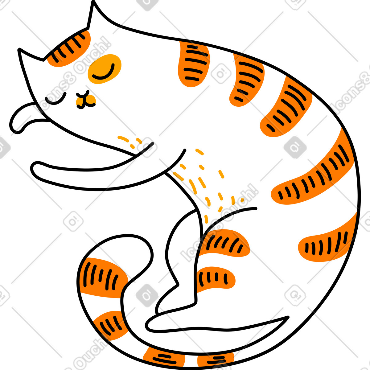Schlafende katze-Illustration im Purr-Stil als Download in PNG, SVG