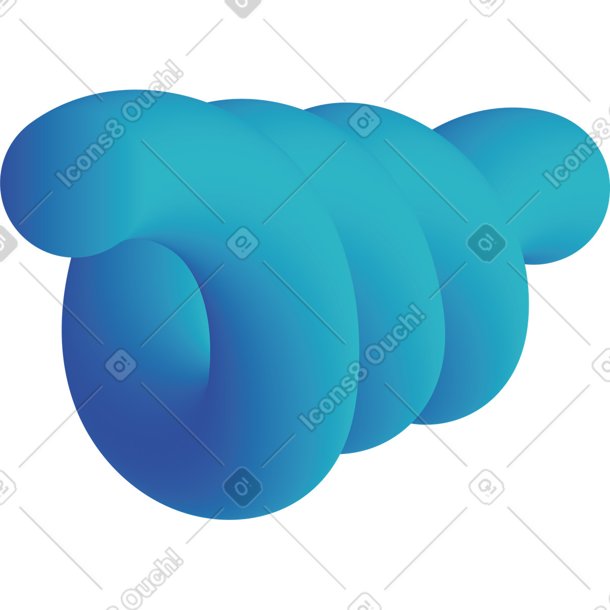 Blue curved shape illustration in Forms style download in PNG, SVG