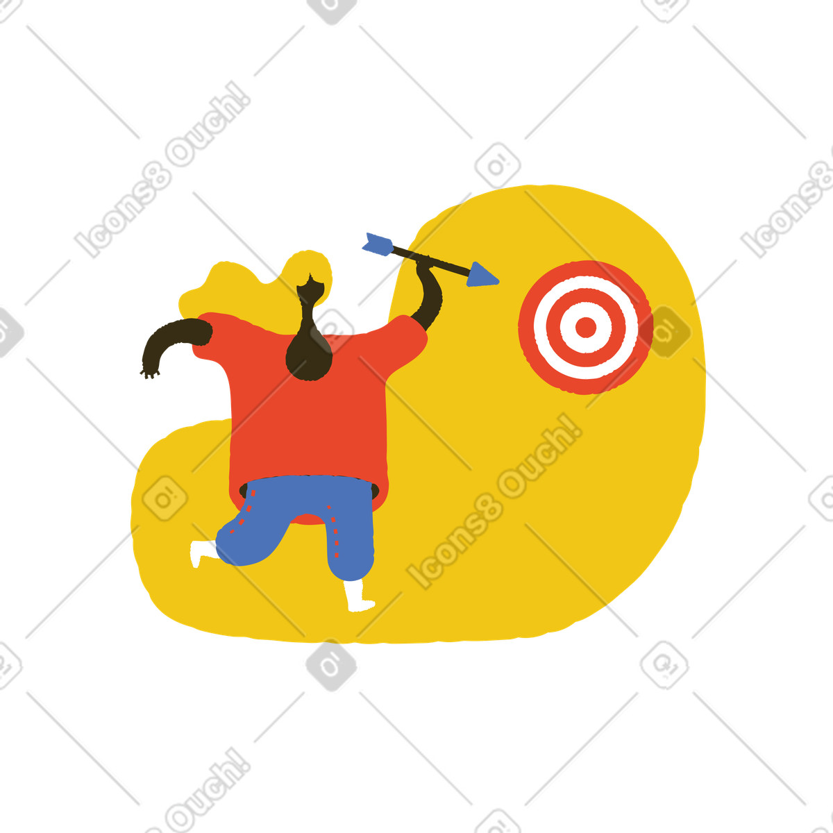Ilustración Aiming at target, Achieving goals and completing tasks en estilo Bermuda a descargar en PNG y SVG