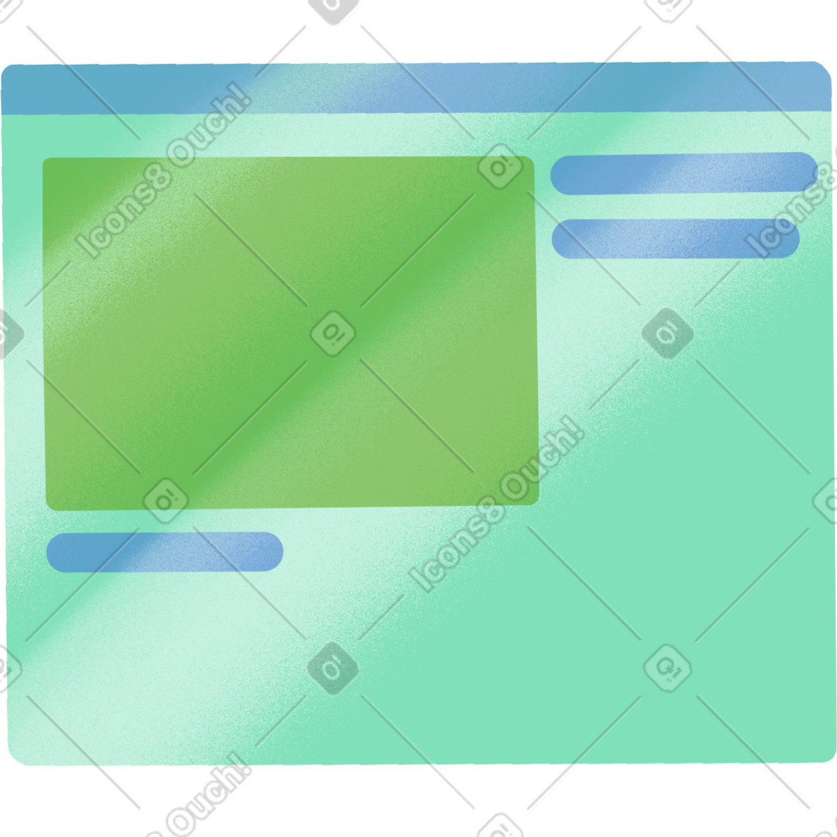 Green transparent browser window illustration in PNG, SVG