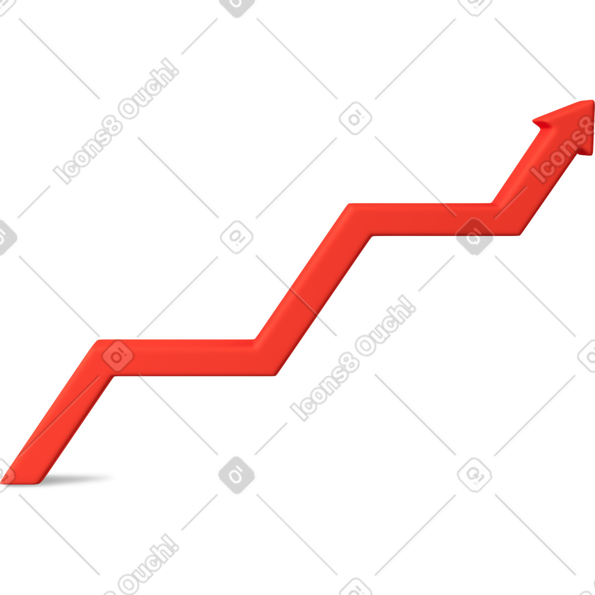 Ilustración Red zigzag arrow chart en estilo 3D Business a descargar en PNG y SVG